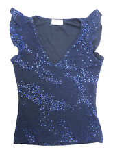Tee-Shirt / Top de Soirée Bleu Brillant Paillettes T.38/40