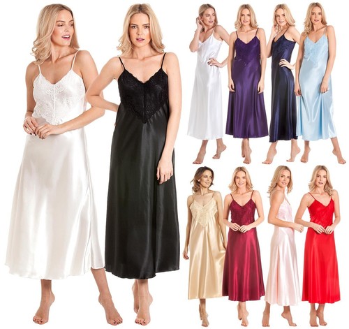 Nuisette satin dentelle long - &,