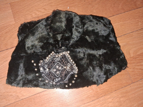 Toque fourrure noire art deco - noire,