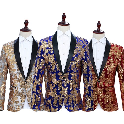 Hommes floral sequin revers - sequin,
