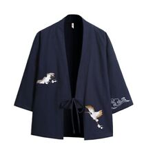 Hommes Japonais Kimono Veste Lin Coton Cardigan Ample Manteau Haut Rétro Casual