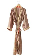 Robe De Nuit Kimono En Soie Pure Vintage Longue Veste Orange Maxi