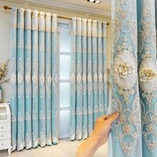 1 Panneau Black-Out Rideau 3D Fleur Double Couche Fenêtre Voile Valance Décor