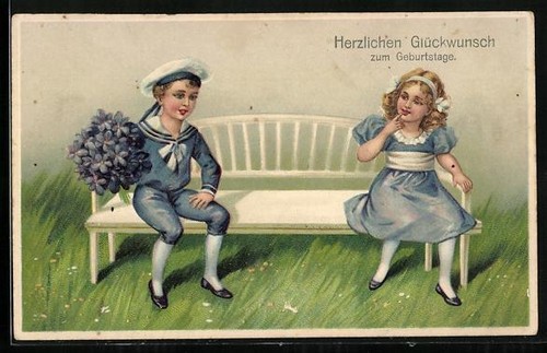 Carte postale deux enfants - deux,
