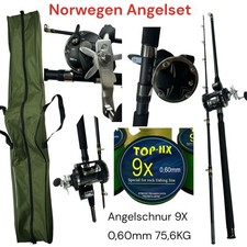 Norvège Kit de Pêche Set Complet 210cm Canne Bateau Rod Rouleau Ligne Etui