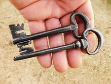 Lot 2 Anciennes Clés en Fer Forgé, 18ème Siècle,Clef,Serrure, Antique French key