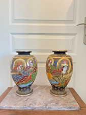 Ancien Paire Vase Céramique