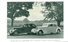 Publicité ancienne voiture Peugeot 401 et Berline 601 1934 issue de magazine