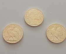 3 Répliques Légales De Collection 20 Francs Or 1899 Coq Marianne. Lot De 3.