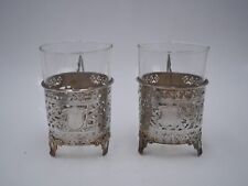 PAIRE DE TASSES A THE TRIPODE EN ARGENT MASSIF ET VERRE