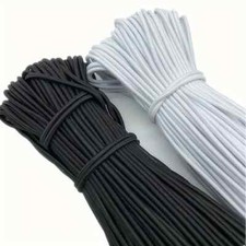 Cordon élastique rond NOIR / BLANC - 2,5mm / 1,3 mm x 5 mètres