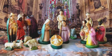CRECHE DE NOEL NATIVITE 18 SANTONS EN PLATRE CHAMELIER MAGE BERGER VIERGE 20CM/3