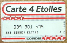 CARTE DE CRÉDIT PAIEMENT COFIDIS 4 ÉTOILES FIDÉLITÉ BANCAIRE TÉLÉCARTE PAYCARD