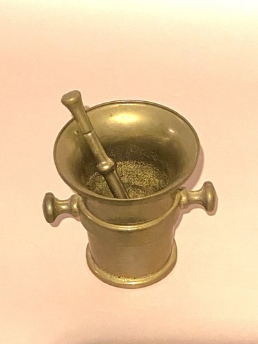 Ancien mortier pilon - +, bronze
