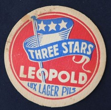 Ancien sous-bock bière LEOPOLD THREE STAR Lux Lager bier Bierdeckel coaster 1