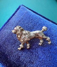Antique 18K gold diamond poodle dog brooch