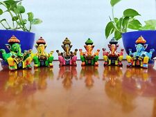 En Bois Ganesha Statue Musicien Set Feng-Shui Vastu Taille S Décor Maison 6 PC