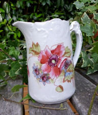 ANCIEN PETIT PICHET, POT À LAIT EN PORCELAINE - DÉCOR D'ANÉMONES - DÉBUT XXème