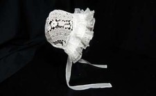 Vintage French Handmade Bonnet Hand Embroidery and Lace for Baby/Toddler