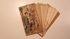 Anciennes Rares 6 Enveloppes Japonaises Estampe en Papier Aquarellé XXe Siècle