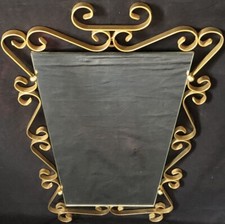 MIROIR 1960 FER FORGÉ DORÉ