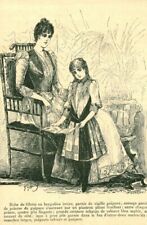 Gravure ancienne 1889 robe de fillette dessin de G. de Billy issue du livre