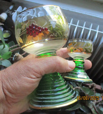 2) Ancien Verres de Vin d'Alsace Münsingen Rachel Kristall FW