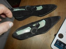 Très rares  CHAUSSURES talons compensés UN MATIN D'ETE Nves t39 daim noir 20€ ac