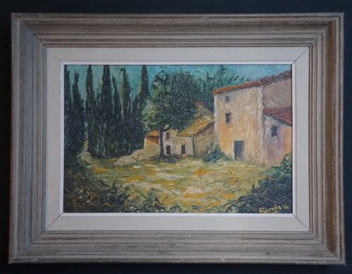Huile sur toile bergerie - huile,