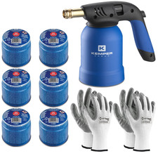 Lampe à souder Kemper + 6 bouteilles de gaz butane sûres + 2 gants gratuits 