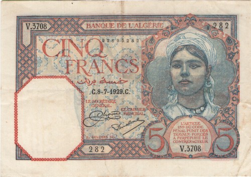 Algerie francs type 1929 - algerie,