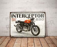 Plaque métal vintage Royal Enfiel interceptor650 Enseigne Garage Décoration moto