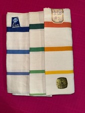 6 torchons anciens main neufs pur lin Fleur Bleue 80 cm x 60 cm, réf T221