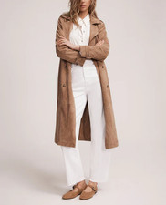 Trench femme en cuir daim