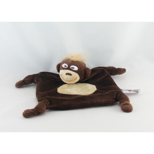 Doudou plat singe marron