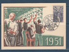 carte  1er jour  journée du timbre   75   Paris    1951