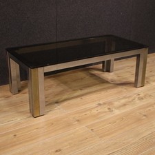 Table basse avec dessus en verre meuble de salon des années 70 moderne