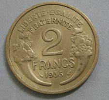 (FR1) FRANCE - 2 Francs 1935 Morlon rare et joli,  Bronze -Aluminium DVGM-130-4