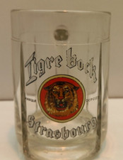 Chope TIGRE BOCK STRASBOURG bière 1 verre collector émaillé rare