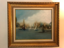 Tableau huile sur toile. Voiliers à Port-Bouet Vendu avec ou sans cadre