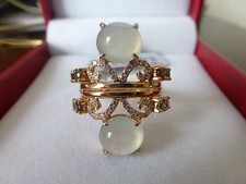 Bague Cocktail En Jardite Certifiée En Or Rose 9K À Deux Jades Icy Toi Et Moi