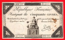 ASSIGNAT 50 LIVRES - 14 DECEMBRE 1792 - SERIE 1282 - N° 1257 - DASSE -REVOLUTION