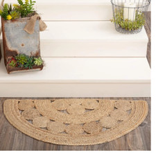 Tapis en jute demi-lune naturel réversible fait main décoration intérieure ta...