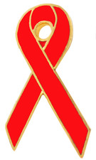 Insigne épingle ruban rouge