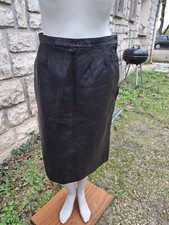 Hermès Paris jupe en cuir noir taille 40