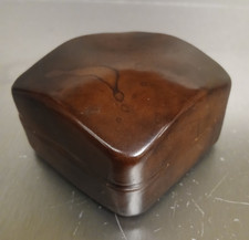 rare petite boîte italienne XIX° en cuir épais glacé 70 gr format 7 x 7 x 4 cm