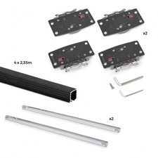 Kit 2 portes coulissantes bois - rails 2,35 m encastrés - Flow 2 - noir EMUCA