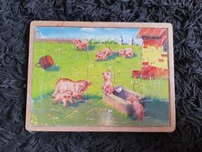 PETIT PUZZLE 20 PIÈCES EN BOIS FERME COCHON ANIMAUX 