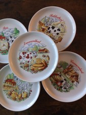 5 Assiettes à Fromage Porcelaine L’hirondelle 5 Fromages Différents Vintage