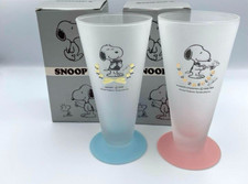 Lot de 2 verres Snoopy Cup Peanuts rares en verre Sasaki neuf expédié du Japon